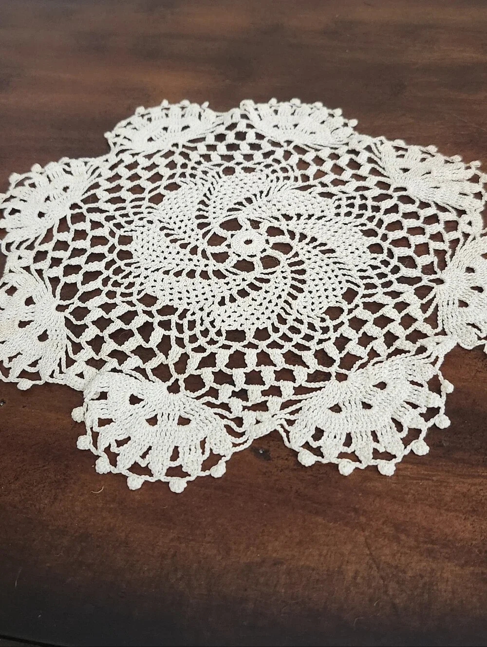 Handmade Vintage Crochet Doily Beige 9